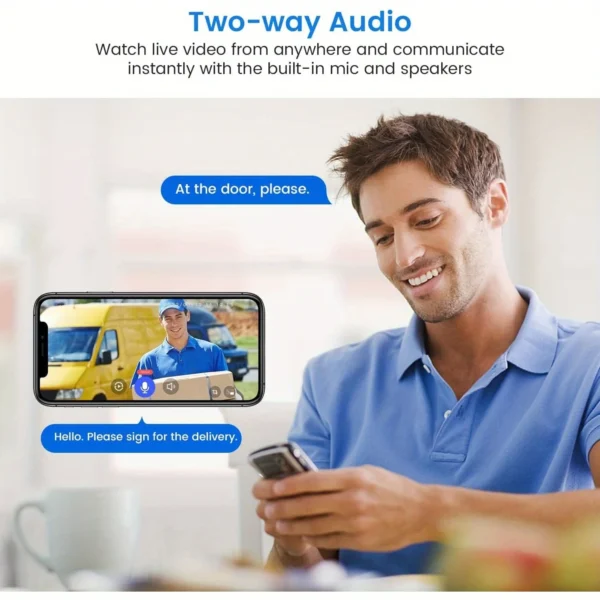 Wireless smart video doorbell 2.4GWiFi, 2-channel audio, night vision, SD card/cloud storage home security surveillance camera - Image 6