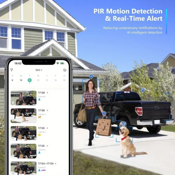 2K Color Night Vision Battery Powered Camera With 2.4GHz WiFi-Solar Panel Not Included,Wire-Free Battery Powered Security Camera - Image 6