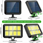 Solar Light Outdoor Waterproof 160COB Street Wall Lamp with Motion Sensor LED Flood Lights for Home Garden - Image 6