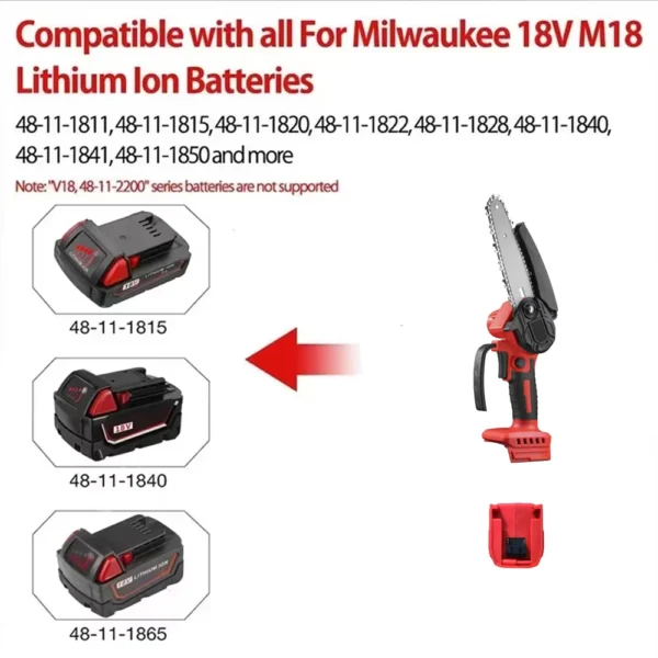 Mini Chainsaw 4/6-Inch Cordless Woodworking Handheld Garden Electric Saw Cutting Power Tool Fit Dewalt/Milwaukee 18V Battery - Image 5