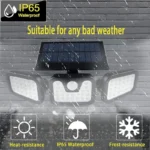 Solar Lights Outdoor, Induction 74Led Three Head Rotatable Wall Lamp Outdoor Light Control Road Lighting Courtyard Street Lamps - Image 4