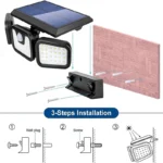 Solar Lights Outdoor, Induction 74Led Three Head Rotatable Wall Lamp Outdoor Light Control Road Lighting Courtyard Street Lamps - Image 3