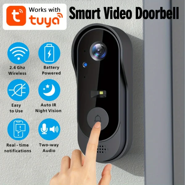 Tuya WiFi Home Smart Video doorbell Outdoor bidirectional HD door eye camera 1080P support SD card cloud storage waterproof - Image 1
