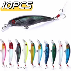Laser 3D Eyes Bionic Minnow Fishing Lure Artificial Hard Bait with Feather Treble Hooks Simulated Bait for Freshwater Perch Fish