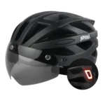 LED Bike Helmet with Sun Goggle Visor for Men, Rechargeable Bicycle Helmet, Sunglasses Shield, Road MTB Cycling Helmets