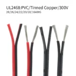 2m/5m/10m UL2468 2 Pins Electrical Wire Tinned Copper Insulated PVC Extension LED Strip Cable 16/18/20/22/24/26/28/30 Gauge AWG