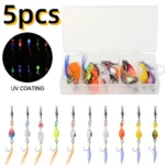 10/5PCS Twisted Metal Fishing Lures Spinner Jigging Baits 360 Degree Rotating Lures with Feather Metal Jigs Fishing Accessories