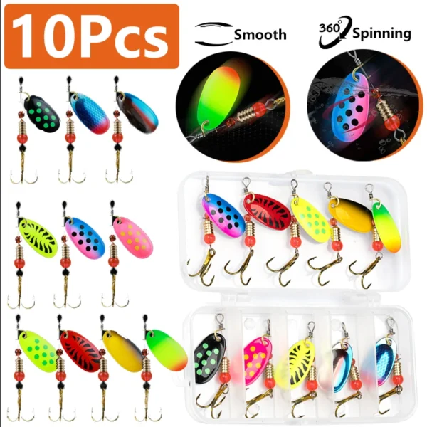 16/10pcs Fishing Spinner Metal Lures with Tackle Boxes Crankbaits Wobblers Metal Sequin Trout Spoon With Hooks for Carp Fishing - Image 2