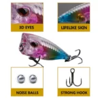 Mini Popper Floating Fishing Lure Plastic Artificial Fishing Lure for Bass Trout Saltwater Freshwater Fishing Tackle Accessories - Image 4