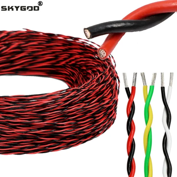 1~10m Heat Resistant Wire AFS200 FEP Twisted 26 24 22 20 18 17 15 13AWG 2Pins High Temperature Electronic Signal Copper Cable - Image 1