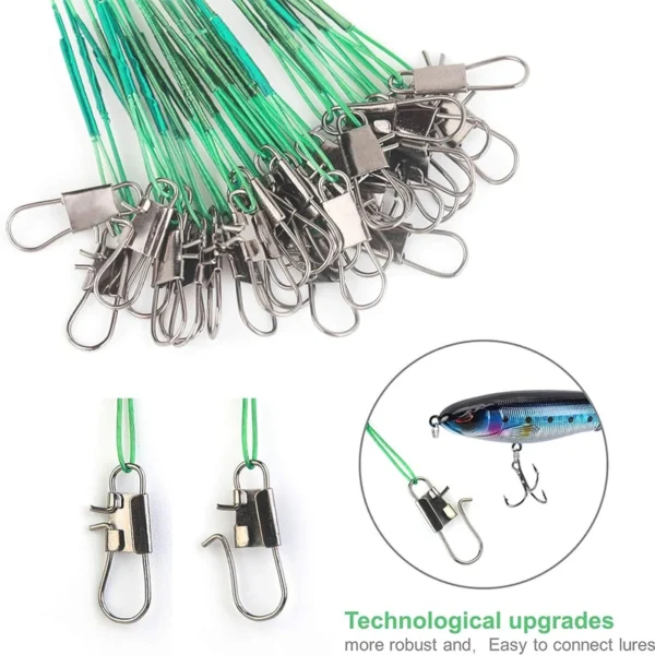 Anti Bite Steel Fishing Line Steel Wire Leader with Swivel Snaps Lead Core Leash Fishing Leader Wire Fishing Accessory 15CM-30CM - Image 2