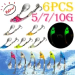 5g/7g/10g 6PCS Metal Spinner Lure VIB Tail Long Trolling Cast Bait Spoon forTrout Pike Freshwater Saltwater Winter Fishing Lure