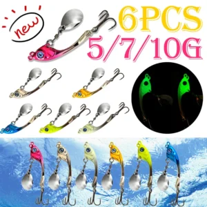 5g/7g/10g 6PCS Metal Spinner Lure VIB Tail Long Trolling Cast Bait Spoon forTrout Pike Freshwater Saltwater Winter Fishing Lure