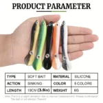 5-Piece Bionic Soft Bait with Sliding Mechanism - Realistic 10cm / 3.9inch Artificial Bait Can Capture More Fish - Image 4