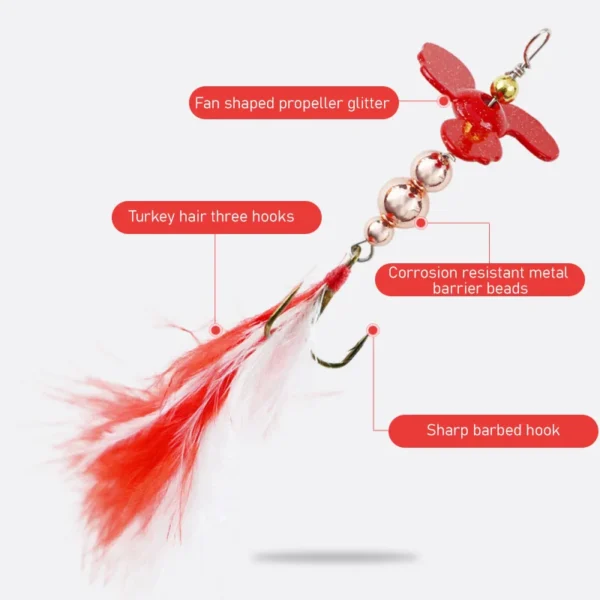 5PCS Composite Rotating Sequin propeller Bait Treble Hook Wobblers Swinging Metal Mine Lure Fish Tackle - Image 6