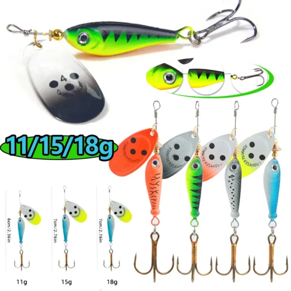 Rotating Metal Spinner Bait Hard Spoon Bass Fishing Lures Sequins Iscas Artificial Baits Metal Hard Crap Pike Treble Hook Tackle - Image 1