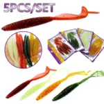 5PCSLong Tail Fishing Lure Soft Bait 13cm 6g Screw Thread Single Sickle Tails Worm Grub Artificial Lures for bass Fishing Tackle