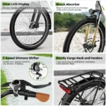 1000 Peak Electric Bike for Adults,up 80 Miles Removable Battery Ebike, 26" Electric E Bike with 7-Speed,Adult Electric Bicycles - Image 6