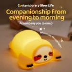 Soft Silicone Sloth Night Light - USB Rechargeable Touch Control Dimmable Bedside Lamp for Nursery Kids Babies Gift Decor - Image 5