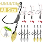 3pcs Crank Weighted Hooks Offset Fishing Jig Head Metal Spoon Sequin Add Weight Lures With Twist Lock Barbed Hook Fishing Tackle