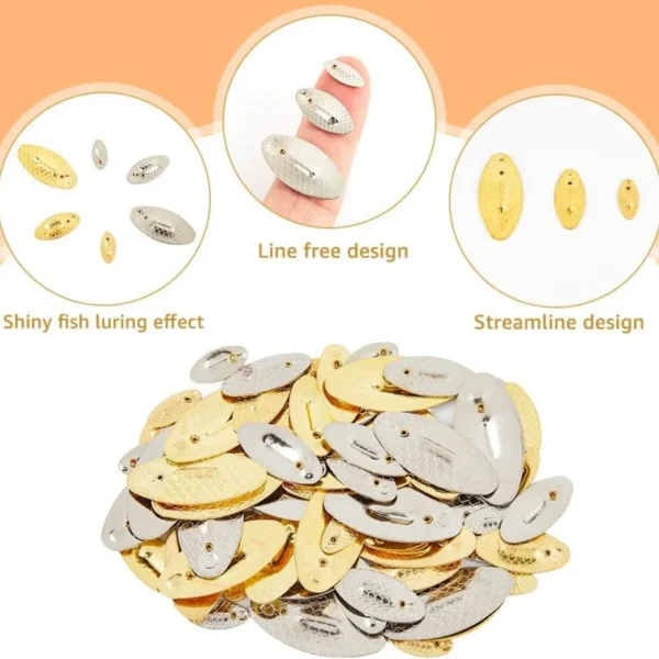 100/80/50PCS New Metal Copper Lure Fishing Spinner Blades Tackle Willow Blades Smooth DIY Accessories Noise Not Hurt Line Sequin - Image 5