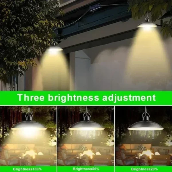 Solar Pendant Light Outdoor Waterproof LED Lamp Double-head Chandelier Decorations with Remote Control for Indoor Shed Barn Room - Image 4