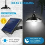 Solar Pendant Light Outdoor Waterproof LED Lamp Double-head Chandelier Decorations with Remote Control for Indoor Shed Barn Room - Image 6