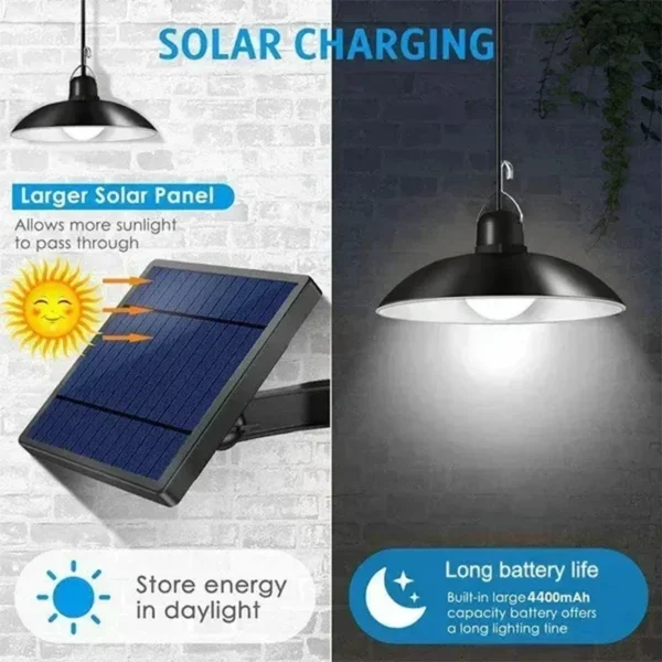 Solar Pendant Light Outdoor Waterproof LED Lamp Double-head Chandelier Decorations with Remote Control for Indoor Shed Barn Room - Image 6