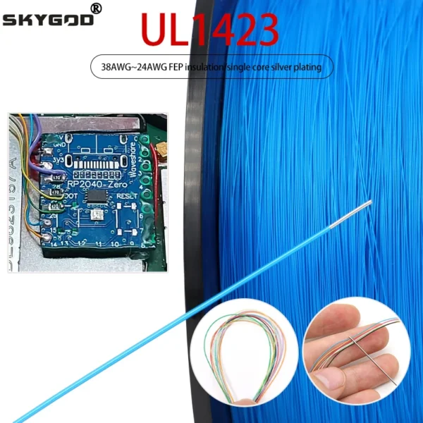10~100m UL1423 Micro Fine Wire PVDF Insulation (No Scroll) High Temperature Single Core Silver Plated Copper Electronic Cable - Image 1