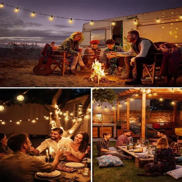 G40 Solar String Lights Outdoor 8Mode Solar Globe String Bulb Patio Hanging Lights Waterproof Garden Pergola Bistro Deck Decor - Image 5