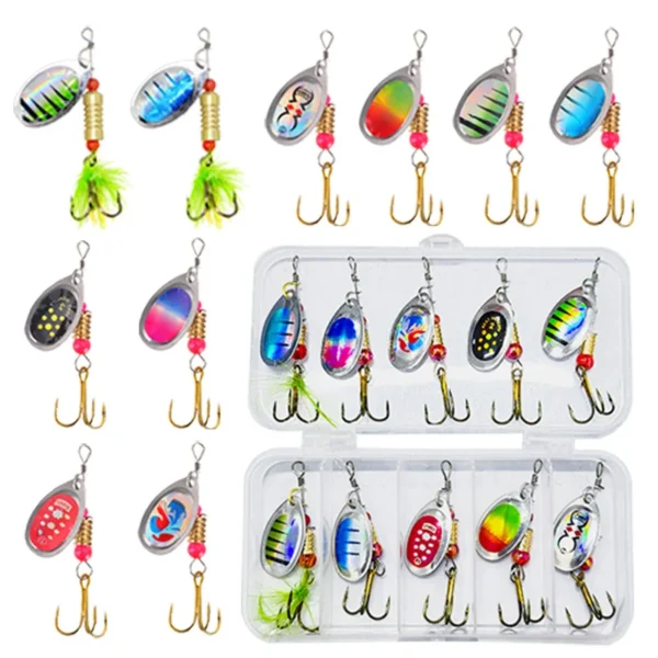 10Pcs/box Waterdrop Spinner Spoonbait Crankbaits Fishing Wobblers Pike Crochet Kit Artificial Bait Metal for Freshwater Seawater - Image 2