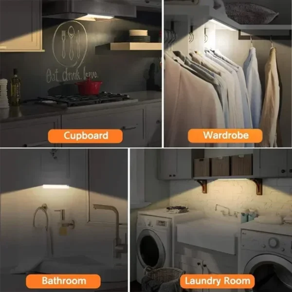 PIR Motion Sensor LED Under Cabinet Lamp Dimmable Rechargeable Night Light Stairs Closet Room Aisle Tube Bar Detector Bulb - Image 6