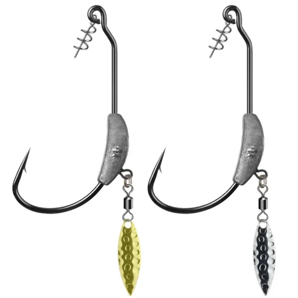 3pcs Crank Weighted Hooks Offset Fishing Jig Head Metal Spoon Sequin Add Weight Lures With Twist Lock Barbed Hook Fishing Tackle - Image 3