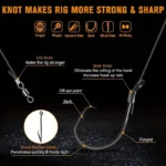 Catfish Rigs with Luminous Circle Hooks Stainless Steel Rotating Rattles Foam Float Bell Indicator Catfish Fishing Float Rig Kit - Image 6