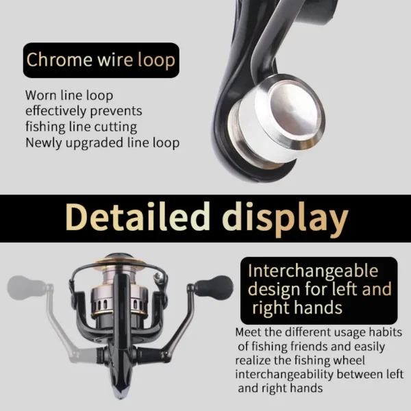 1 Piece Two-Hand Rotating Fishing Reel, He1000-7000 Series, 5.2:1 Gear Ratio, 22.05lb Extraction, Smooth and Sensitive Aluminum Alloy Body, Pa Nylon, Left/Right Hands Can Be Changed, Suitable for Freshwater and Saltwater - Image 6
