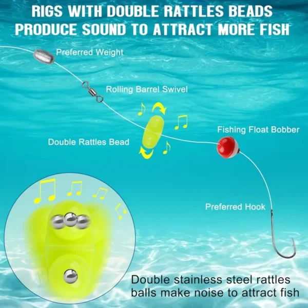 Fishing Double Rattle Beads Fishing Attractor Bell Plastic Catfish Bass Rig Rattles Bells Sea Fishing Bait Alarm Loud Bells Tool - Image 4