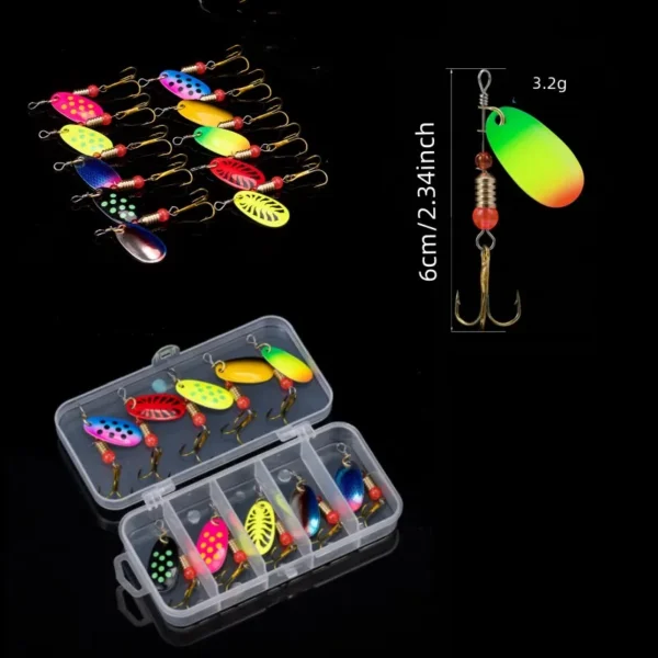 16/10pcs Fishing Spinner Metal Lures with Tackle Boxes Crankbaits Wobblers Metal Sequin Trout Spoon With Hooks for Carp Fishing - Image 3