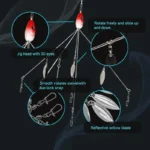 Umbrella Rigs Alabama Rig for Bass Fishing 5 Arms Umbrella A-Rig Swimbaits with 4 Willow Leaf Blades Ultralight Tripod Lures Kit - Image 3