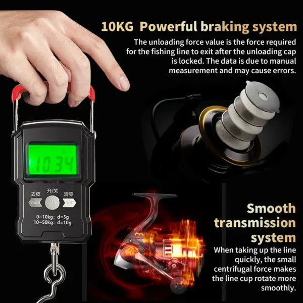 1 Piece Two-Hand Rotating Fishing Reel, He1000-7000 Series, 5.2:1 Gear Ratio, 22.05lb Extraction, Smooth and Sensitive Aluminum Alloy Body, Pa Nylon, Left/Right Hands Can Be Changed, Suitable for Freshwater and Saltwater - Image 3
