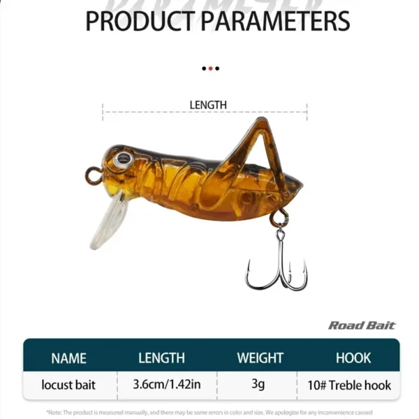 New 3PS Grasshopper Insects Fishing Lures Crap Fishing Artificial Bait Set with Box Jig Wobbler Sea Biomimetic Fishing Tackles - Image 3