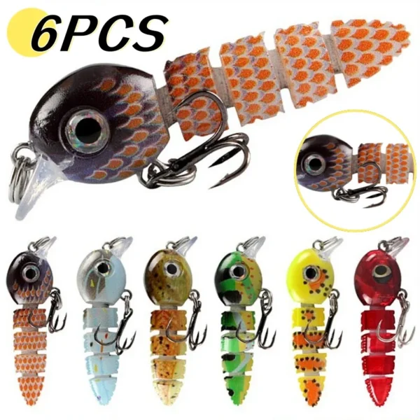 Multi Jointed Swimbait Small Lifelike Hard Wobbler Fish Bait Crankbait Sinking Tackle 3D Sinking Multi Section Bait Fishing Lure - Image 1
