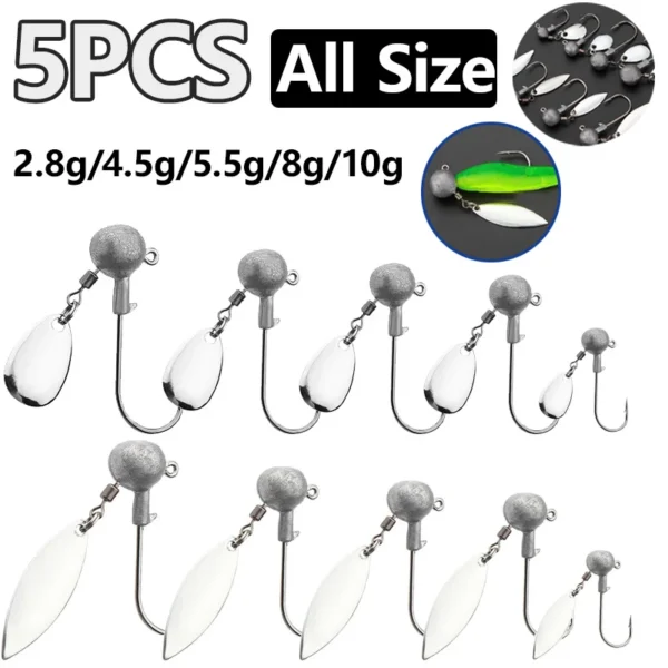 Single Hooks With Rotating Sequins And Swivel Fishing Hook Diy Fish hooks Tackle Accessary Luya soft bait roll t tail worm hook - Image 1