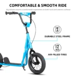 Kick Scooter for Ages 5-9 Years Old Kids with 12 Inch Front and Rear Wheel, Rear V-Brake and Adjustable Handlebar, Blue - Image 2