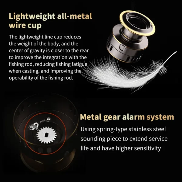 1 Piece Two-Hand Rotating Fishing Reel, He1000-7000 Series, 5.2:1 Gear Ratio, 22.05lb Extraction, Smooth and Sensitive Aluminum Alloy Body, Pa Nylon, Left/Right Hands Can Be Changed, Suitable for Freshwater and Saltwater - Image 2