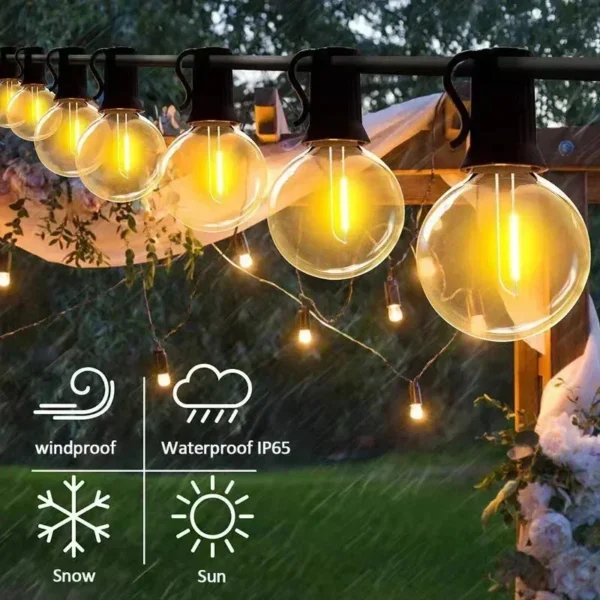 G40 Solar String Lights Outdoor 8Mode Solar Globe String Bulb Patio Hanging Lights Waterproof Garden Pergola Bistro Deck Decor - Image 2