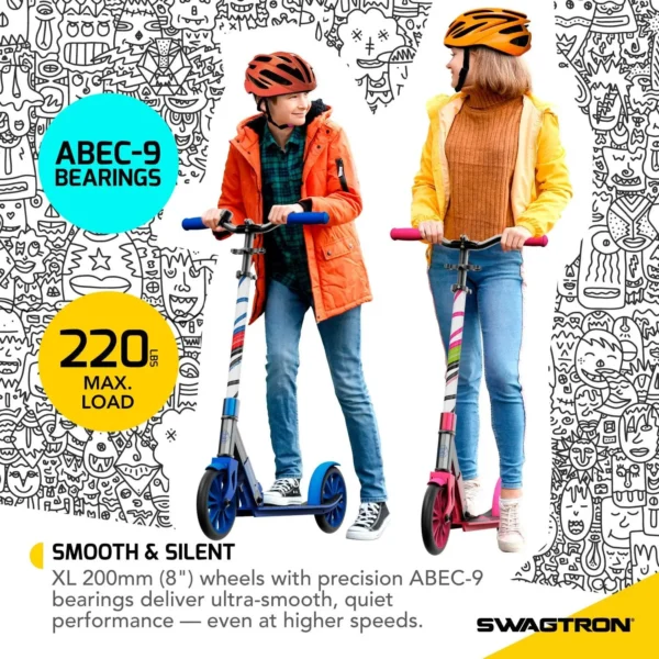 Folding Commuter Kick Scooter for Adults & Teens, Height-Adjustable, ABEC-9 Wheel Bearings - Image 6