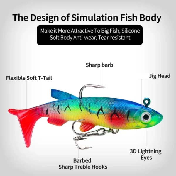 Soft Artificial Fishing Lures Jig Head Silicone Lures with T Tail Bionic Fishing Lures for Saltwater and Freshwater Fishing Tool - Image 4