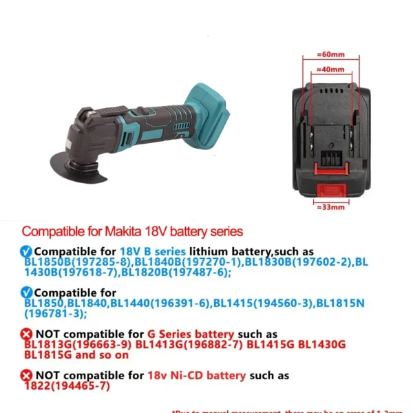 Oscillating Multi function tool Electric Saw With Trimmer /Shovel/Cutting Woodworking Speed Tool Fit Makita/Dewalt 18V Battery - Image 5