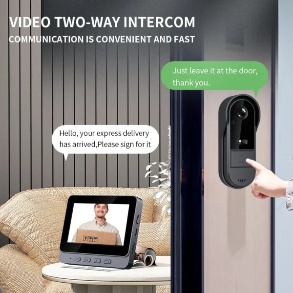 WiFi wireless smart video doorbell, Two-way outdoor 1080P HD camera, Wireless intercom voice, Smart home waterproof doorbell - Image 3