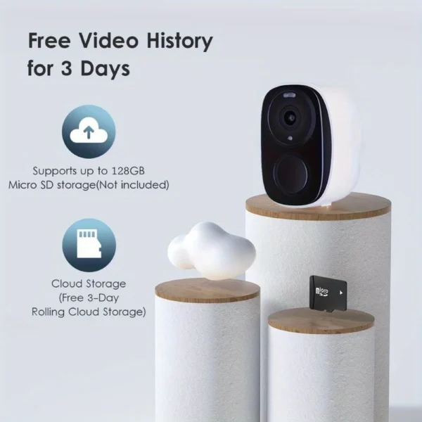 2K Color Night Vision Battery Powered Camera With 2.4GHz WiFi-Solar Panel Not Included,Wire-Free Battery Powered Security Camera - Image 2